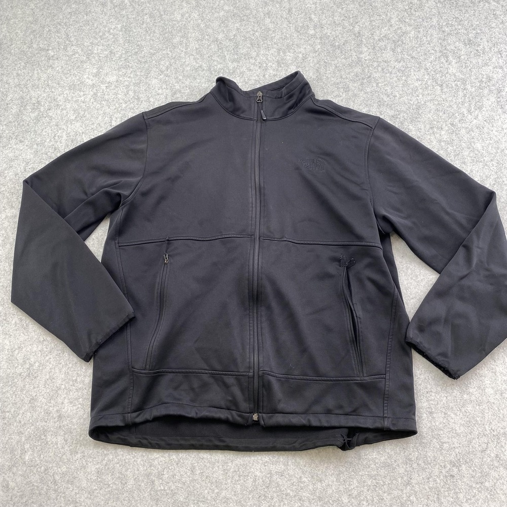 The North Face Jacket Mens XL Black Softshell Full Zip Hiking *RIPPED POCKET*